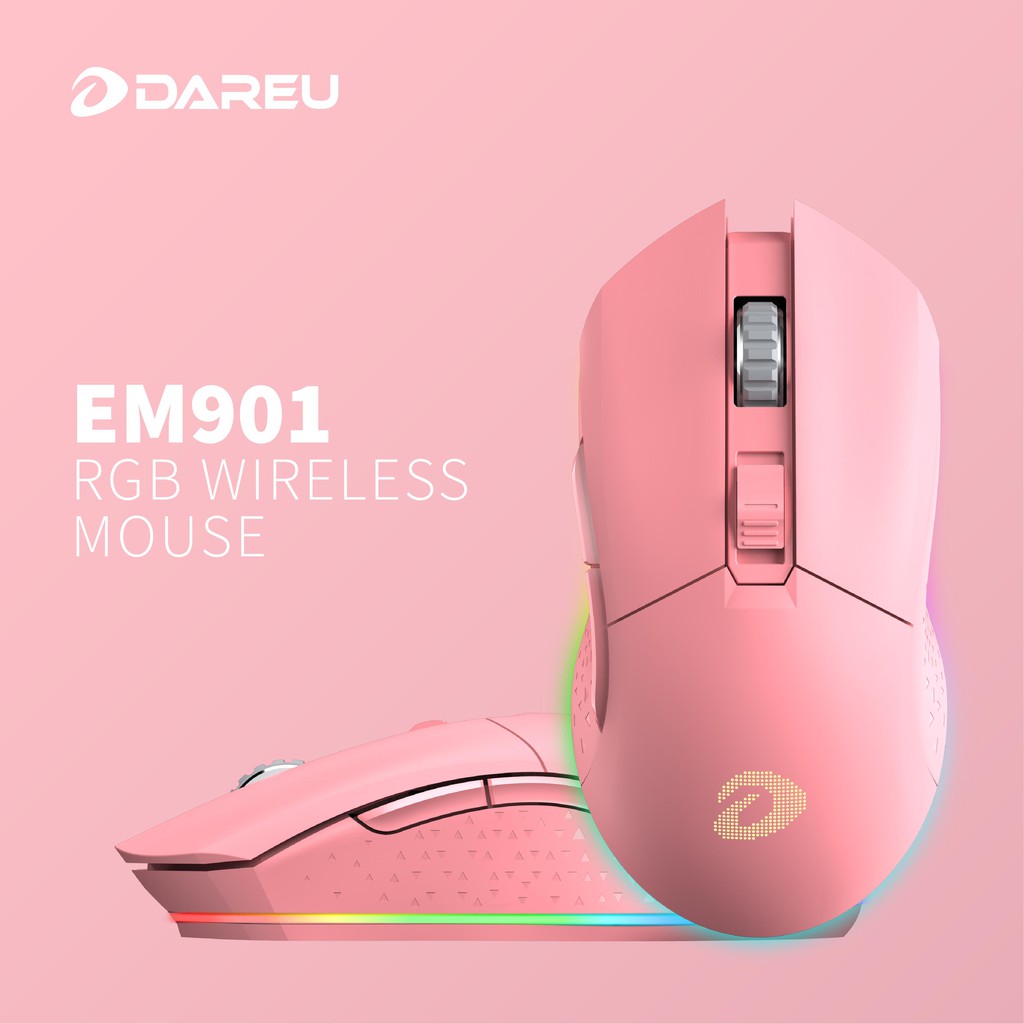 Chuột không dây gaming DareU EM901 RGB WIRELESS Pink/ Black/ White (Nâng cấp EM905 Pro) - BH 2 năm