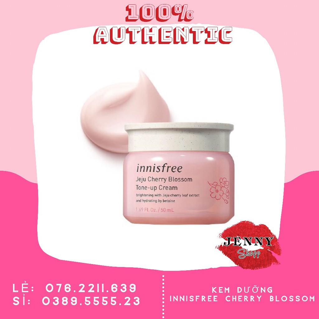 KEM DƯỠNG ẨM TRẮNG DA INNISFREE JEJU CHERRY BLOSSOM TONE-UP JELLY CREAM