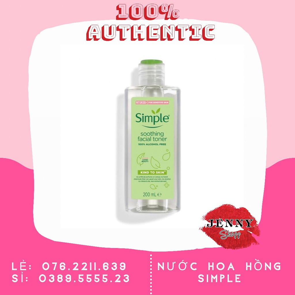 Nước Hoa Hồng Không Cồn Simple Soothing Facial Toner