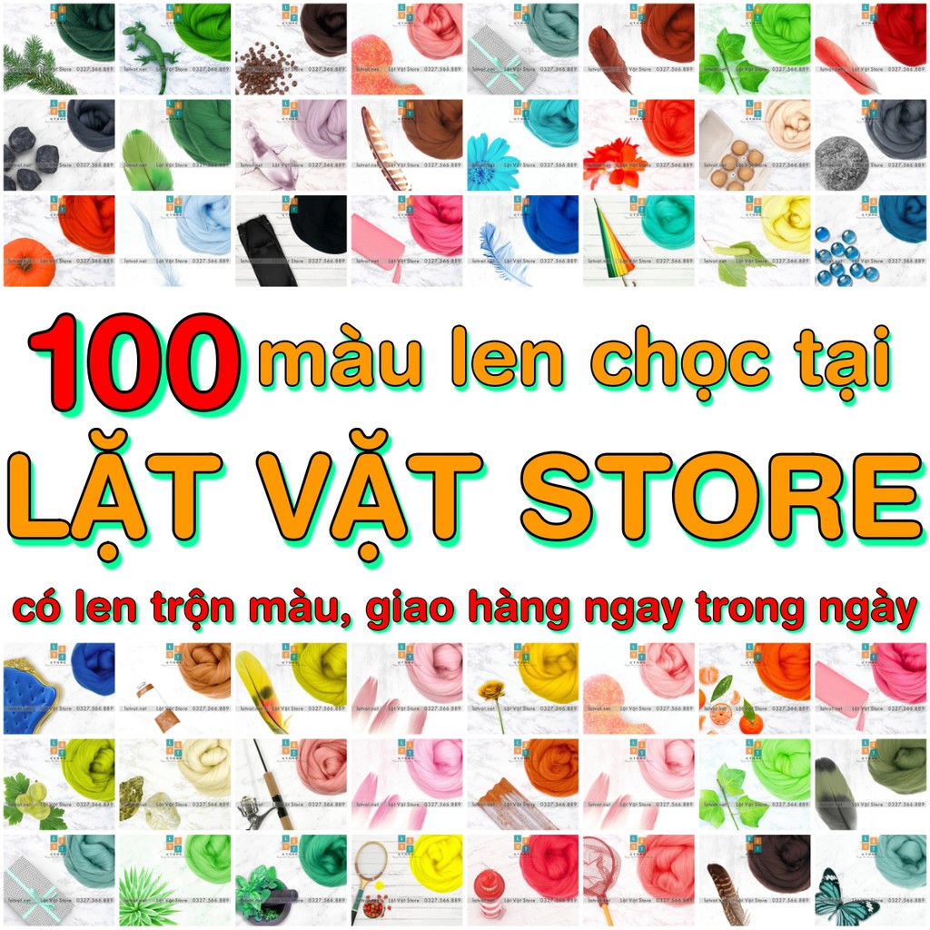 Bảng Màu Len Chọc 100  màu- Nguyên liệu để chọc len, Needle felting - Đồ Handmade thủ công