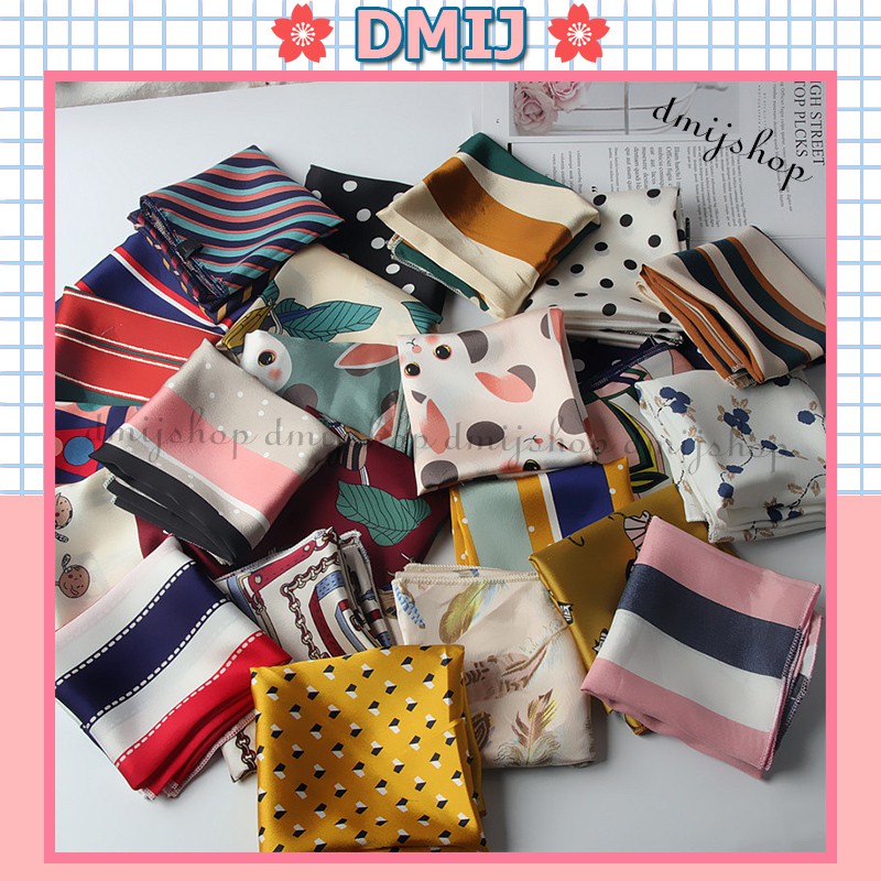 Khăn Turban Bandana Vuông Satin Nhiều Mẫu Mới Size 50x50cm