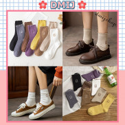 Tất Nam Nữ Cổ Cao Unisex Họa Tiết Cún Ngồi Vintage Mẫu Mới