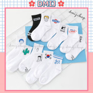 Tất Nam Nữ Cổ Cao Hoạ Tiết Hoạt Hình Phong Cách Nhật Bản Nhiều Mẫu