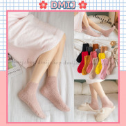 Tất len lông cừu nữ màu trơn cho mùa thu đông dễ thương