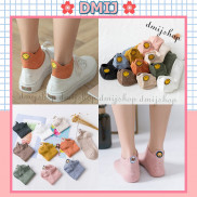 Tất nữ cổ thấp thêu mặt cười DMIJ nhiều màu vớ nữ cổ thấp dễ thương