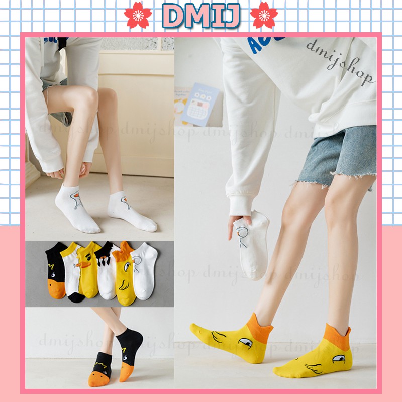 Tất Nữ Cổ Thấp Họa Tiết Vịt Trắng Đáng Yêu