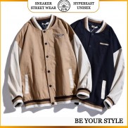 Áo khoác bomber nam nữ kaki oversize Áo bomber form rộng Áo khoác bóng chày unisex - Gin Store
