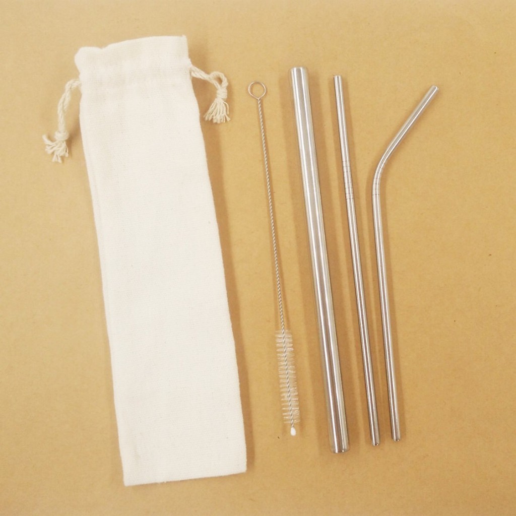 Bộ ống hút inox kèm túi vải