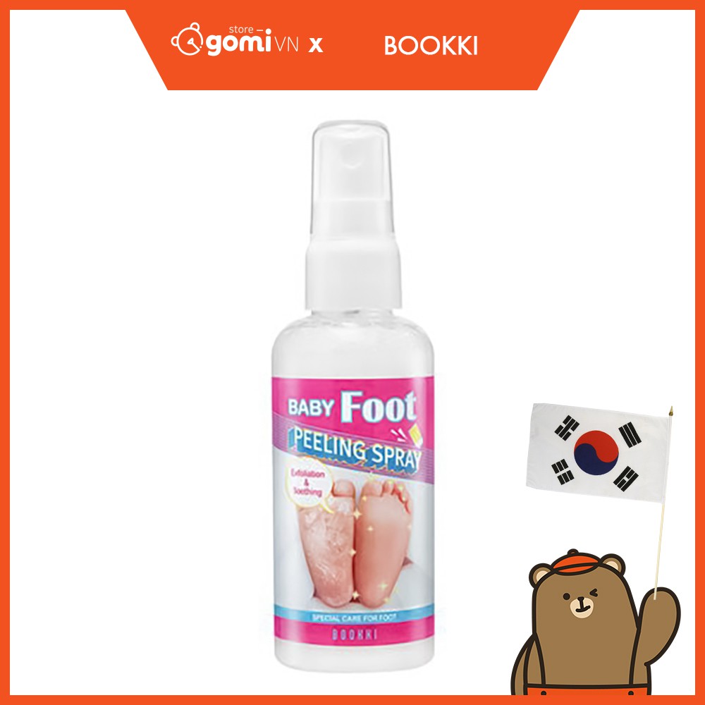 Tẩy Tế Bào Chết và Dưỡng Da Dạng Xịt Cho Bàn Chân Mềm Mại và Mượt Mà Bookki Baby Foot Peeling Spray