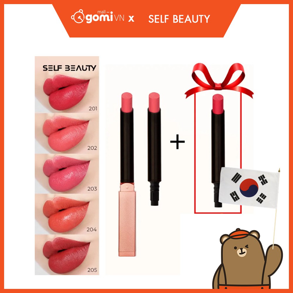 Son Kem Lì Mềm Môi Bóng Mượt Self Beauty Beautitude Sheer Matt Lip GomiMall + Refill Tặng Thêm 01 Refill Ngẫu Nhiên