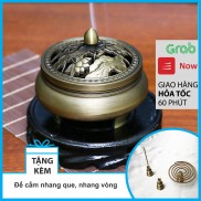 Lư xông trầm hương bằng Đồng - Lư đốt trầm hoạt tiết hoa sen - Hiên Nhà