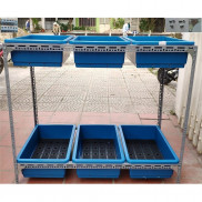 Kệ sắt trồng rau thông minh 2 tầng, 6 khay trồng rau kích cỡ 67x43x15 cm