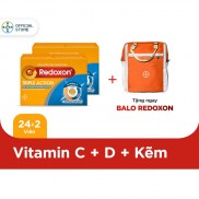 Combo 2 hộp Viên sủi bổ sung Vitamin C, D, và Kẽm Redoxon Triple Action hộp 24 viên - Tặng 1 balo Redoxon cam