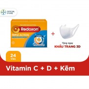 Viên sủi bổ sung Vitamin C, D, và Kẽm Redoxon Triple Action hộp 24 viên - Tặng 1 hộp 10 khẩu trang