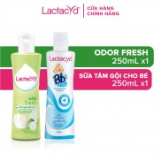 Bộ sản phẩm DDVS Phụ nữ Lactacyd Odor Fresh 250ml + Sữa tắm gội trẻ em BB 250ml