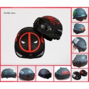 Mũ Bảo Hiểm Nửa Đầu Kèm Kính Uv Đen Tem Rock, Captain,Đen Trơn, Iron Man, Deadpool_ Nón Bảo Hiểm Phượt Nửa Đầu