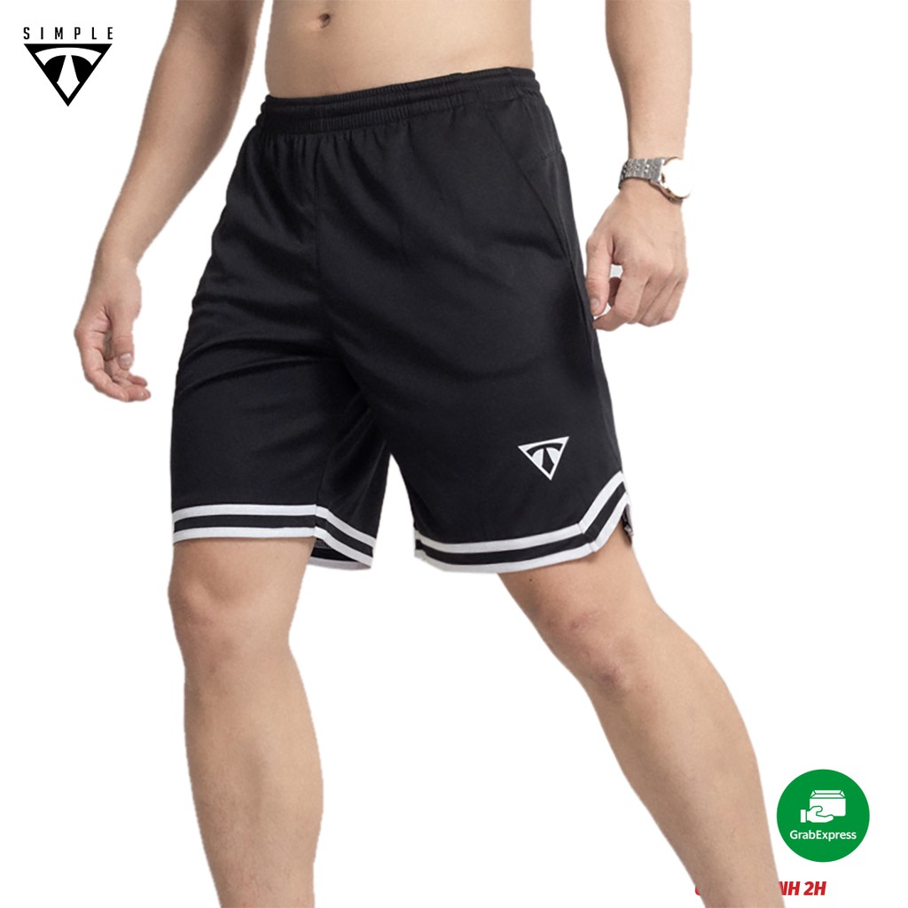 Quần Thể Thao Nam sọc TSIMPLE tập gym vải thun lạnh thoáng mát, co giãn, chuẩn form màu Đen
