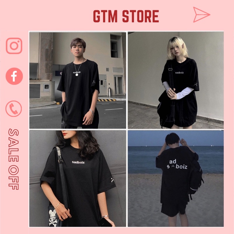 Áo thun tay lỡ Sadboiz mặt buồn unisex form rộng vải cotton co dãn - áo thun nam nữ freestyle GTM Store