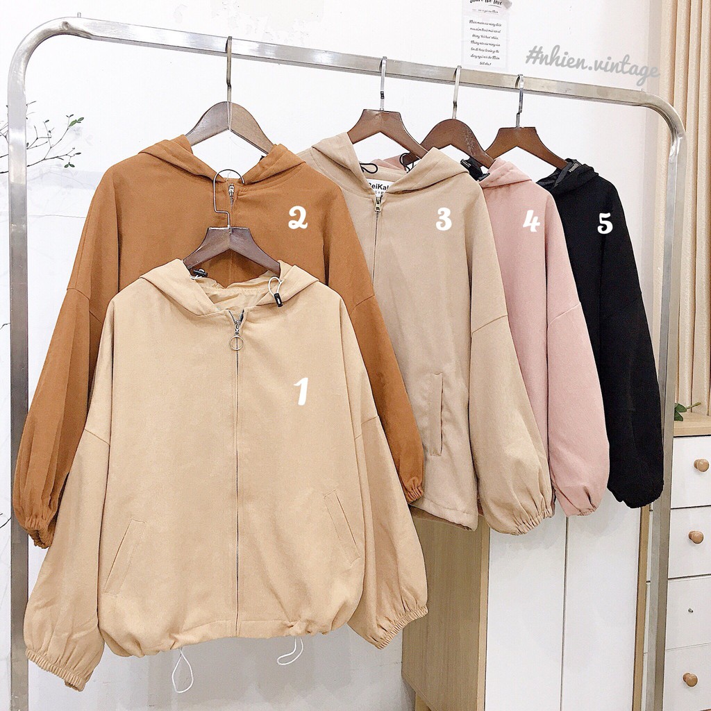 Áo Khoác Nón Da Lộn _Nhienvintage AK34
