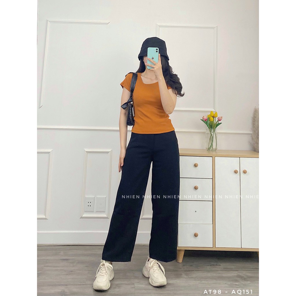 QUẦN tây đen ống suông Nhienvintage AQ151.