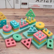 Đồ chơi thả hình 4 trụ bằng gỗ - mẫu mới cho bé
