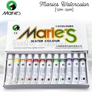 Màu nước dạng tuýp 9ml/12ml Marie's (set 12/18/24/36 màu)