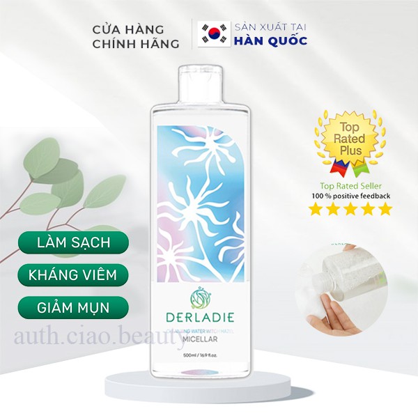 TẨY TRANG PHỈ / DERLADIE / Tẩy trang DERLADIE Cleansing Water Witch Hazel 500ml Hàn Quốc