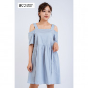 Váy Đầm Dài Tay Nữ BOO Dáng Suông Off Shoulder Trễ Vai Hai Dây Bản To Nhún Eo Xinh Xắn