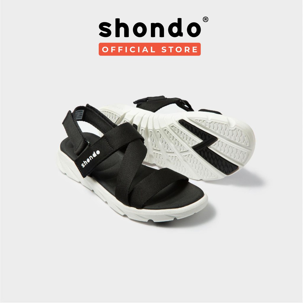 Giày Sandals SHONDO F6 Sport Quai Đen Đế Trắng - F6S003