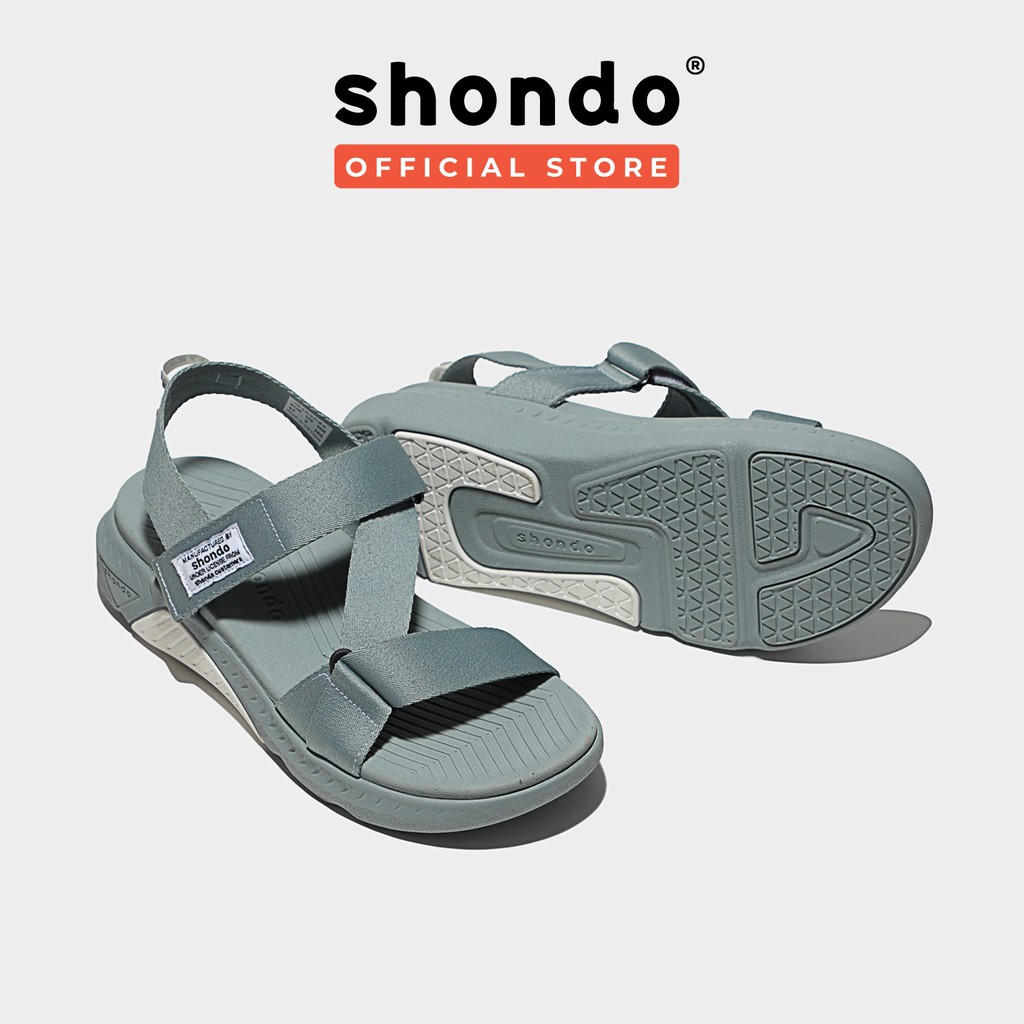 Giày Sandal Unisex Shondo F7 Racing Đế Xám Phối Trắng Quai Xám Shondo F7R2121