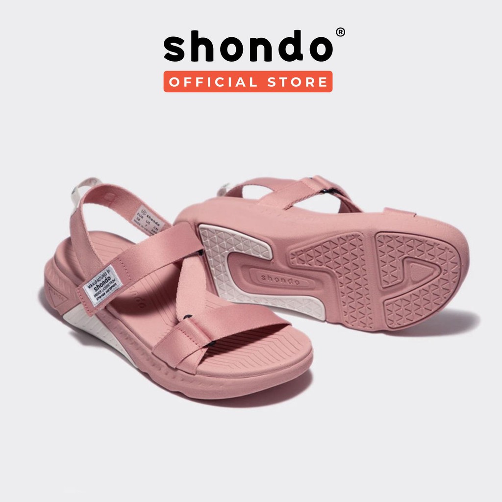 Giày Sandal Unisex Shondo F7 Racing Đế Hồng Phối Trắng Quai Hồng Shondo F7R7272