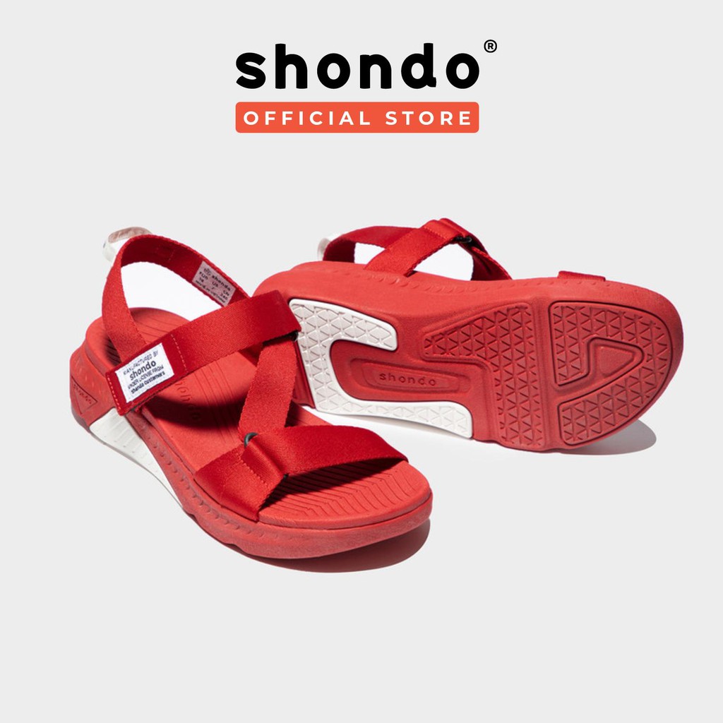 Giày Sandal Unisex Shondo F7 Racing Đế Đỏ Phối Trắng Quai Đỏ Shondo F7R6262