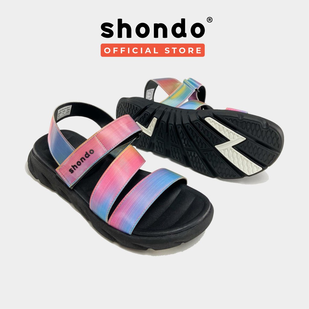 Giày Sandal Shondo F6 Sport Đế Đen Quai Phản Quang Cầu Vồng F6S1032