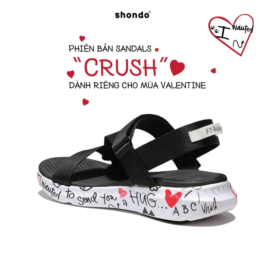 Sandal Shondo F7 F7L0010 Crush đen đế trắng in chữ F7L0010