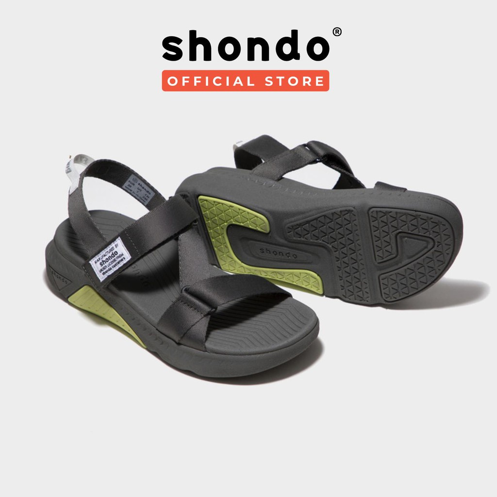 Giày Sandal Unisex Shondo F7 Racing Đế Xám Phối Xanh Dạ Quai Xám F7R2020