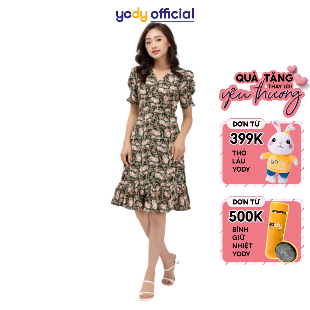 Đầm nữ YODY váy đi chơi cổ chữ V đuôi cá dáng suông cá tính VAN4154