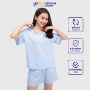 Bộ đồ Yody nữ quần sooc cổ V thoáng mát mềm mịn BDN3178