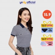 Áo Polo Nữ YODY chất liệu melange kẻ ngang mềm mịn thoáng mát APN4172