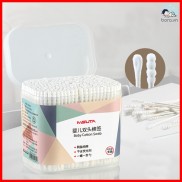 Tăm bông cho bé sơ sinh, bông tự nhiên, hộp 400 que Misuta
