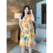 Đầm tôn 2 da thái mặc bầu và sau sinh gỡ nút cho bé ti