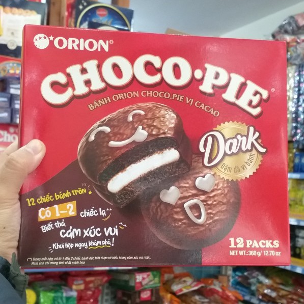  Bánh Chocopie Dark Orion vị Cacao hộp lớn 12 cái 360g