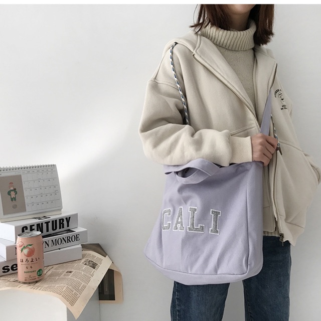 Túi tote túi vải canvas đeo chéo ( CALI ) kèm ảnh thật