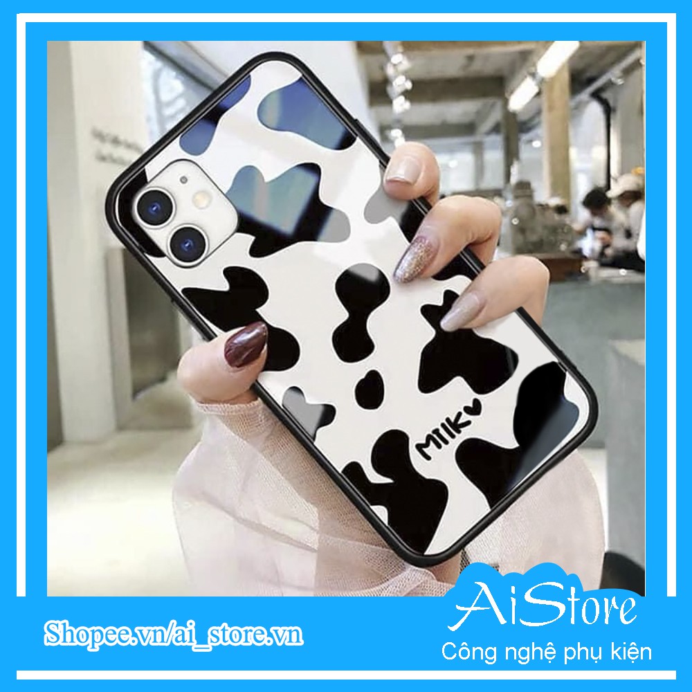 Ốp lưng iphone 7 plus 8 plus x xr xs max 11 pro max 12 pro max 12 mini 6 plus 6s plus ốp kính iphone bò sữa K70