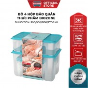 Bộ 4 Hộp Bảo Quản Thực Phẩm BIOZONE KB-ST4P01 2700 ml 1100 ml 500 ml