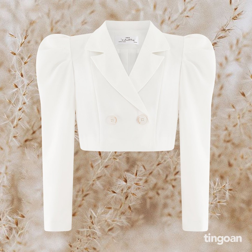 Áo vest crop vai bồng trắng tingoan SOFT GLAM VEST/WH