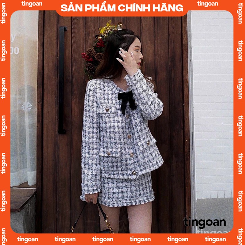 [Nhập WABR152 giảm 10% đơn 250K]Áo khoác tweed có túi tua rua trắng tingoan SECRET DREAMER JACKET/WH