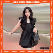 [Nhập WABR152 giảm 10% đơn 250K]Áo tafta cổ vuông vai bèo babydoll đen tingoan SUNNY BLOUSE/BL