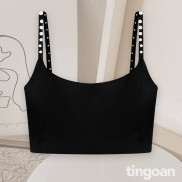[Nhập WABR152 giảm 10% đơn 250K]Áo hai dây croptop co giãn đính ngọc đen tingoan CRUSHIN' TOP/BL