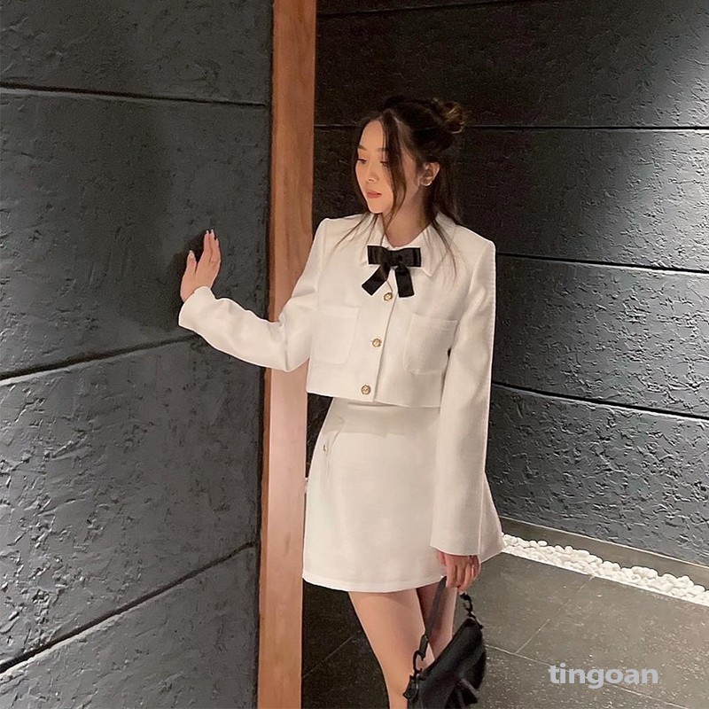 Áo crop set trắng tingoan CARAT CAKE JACKET/WH