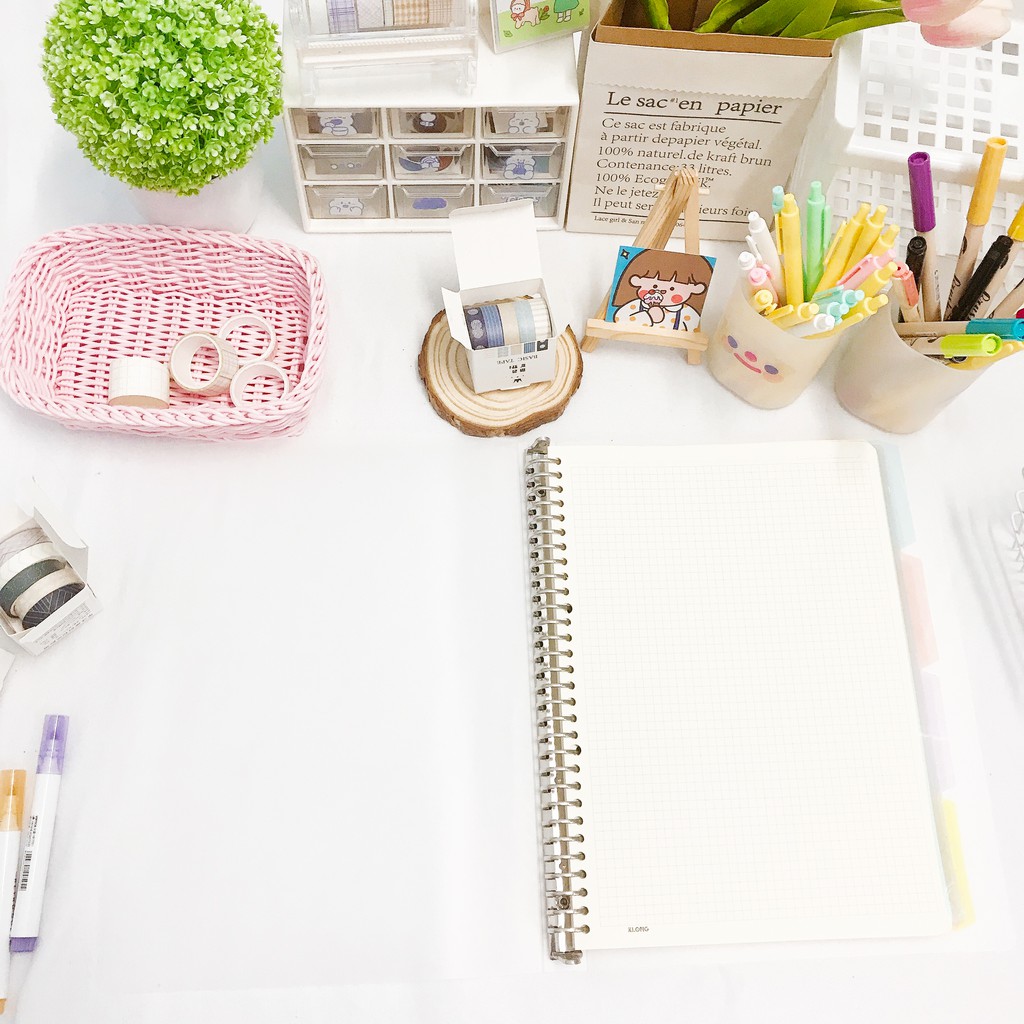 (TẶNG 4 TAB) SỔ CÒNG SIZE A4 30 LỖ GHI CHÉP HỌC TẬP BINDER BULLET JOURNAL SẴN 100 TỜ GIẤY SIÊU DÀY 120 GSM KLONG